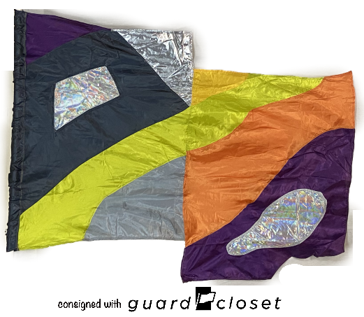 6 orange purple green gray iridescent shifted block flags