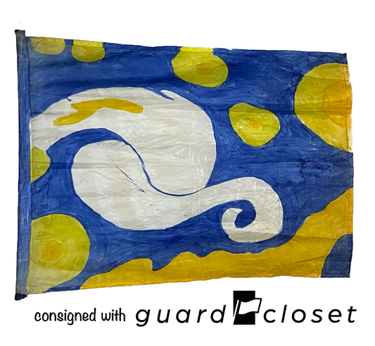 6 blue yellow white flags (designs vary slightly)