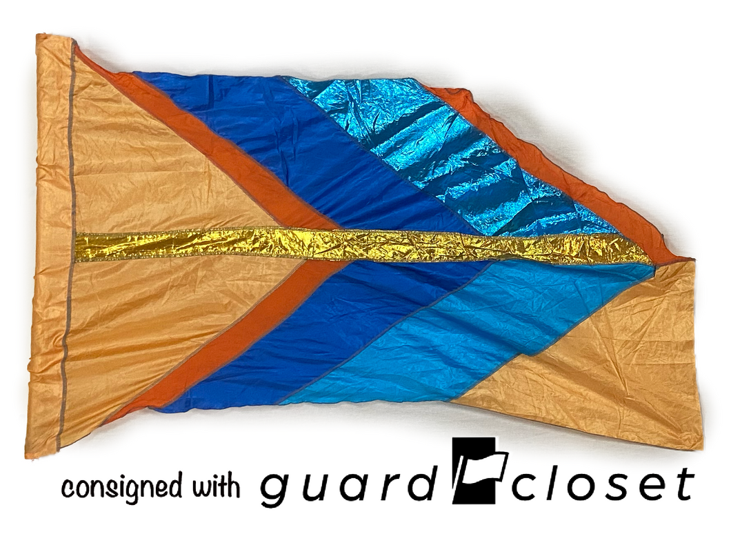 7 blue/gold/orange flags