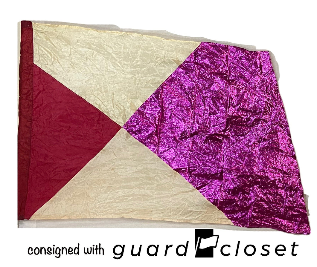 6 fuchsia/red/beige flags