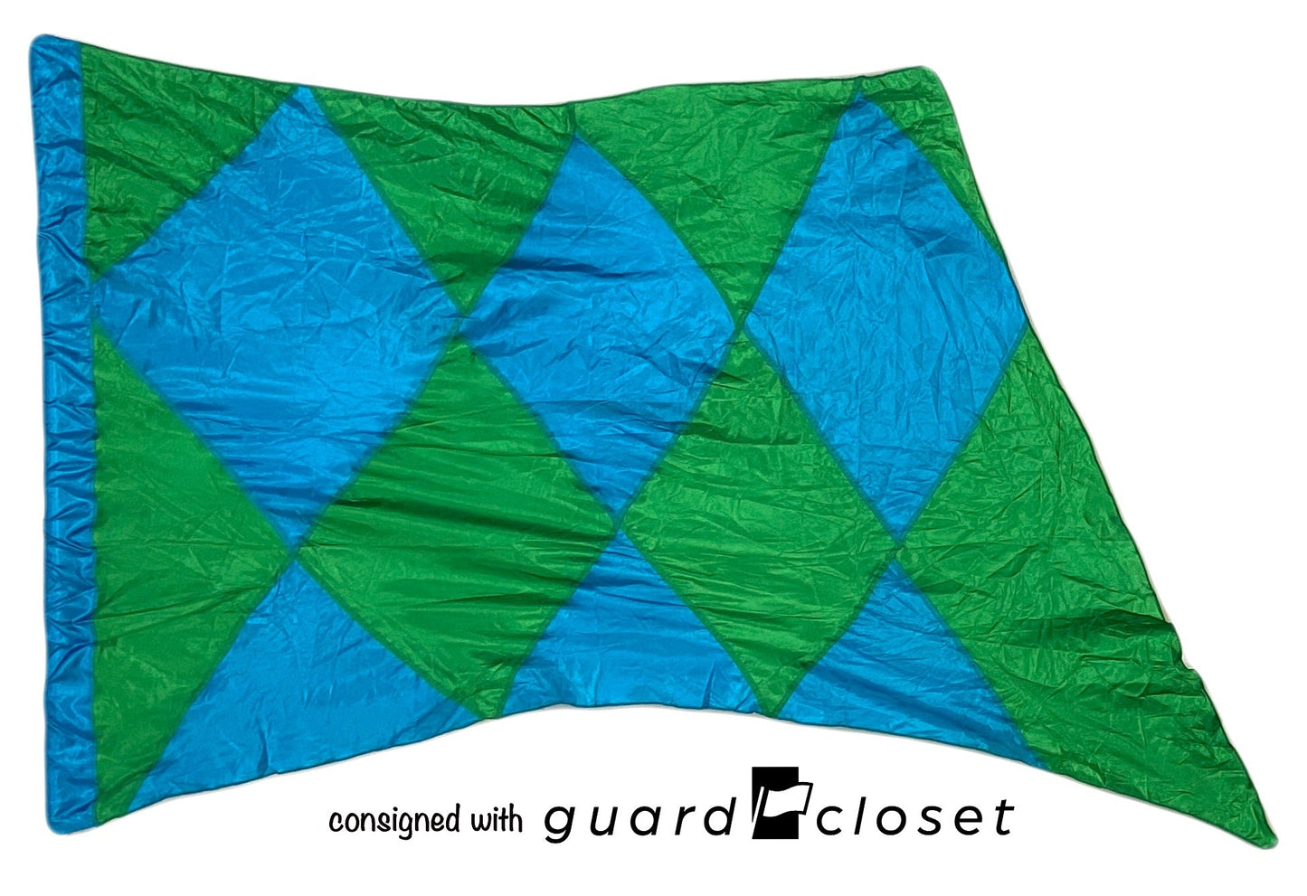 7 blue green diamonds flags