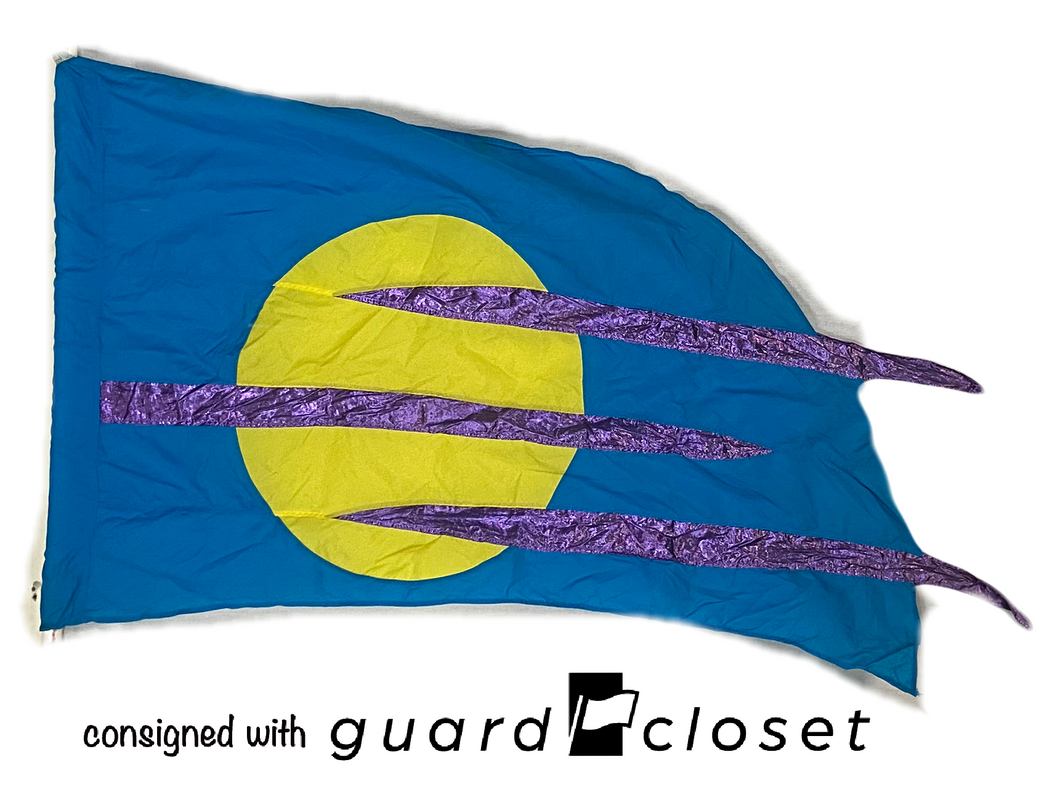 9 aqua purple yellow sun flags
