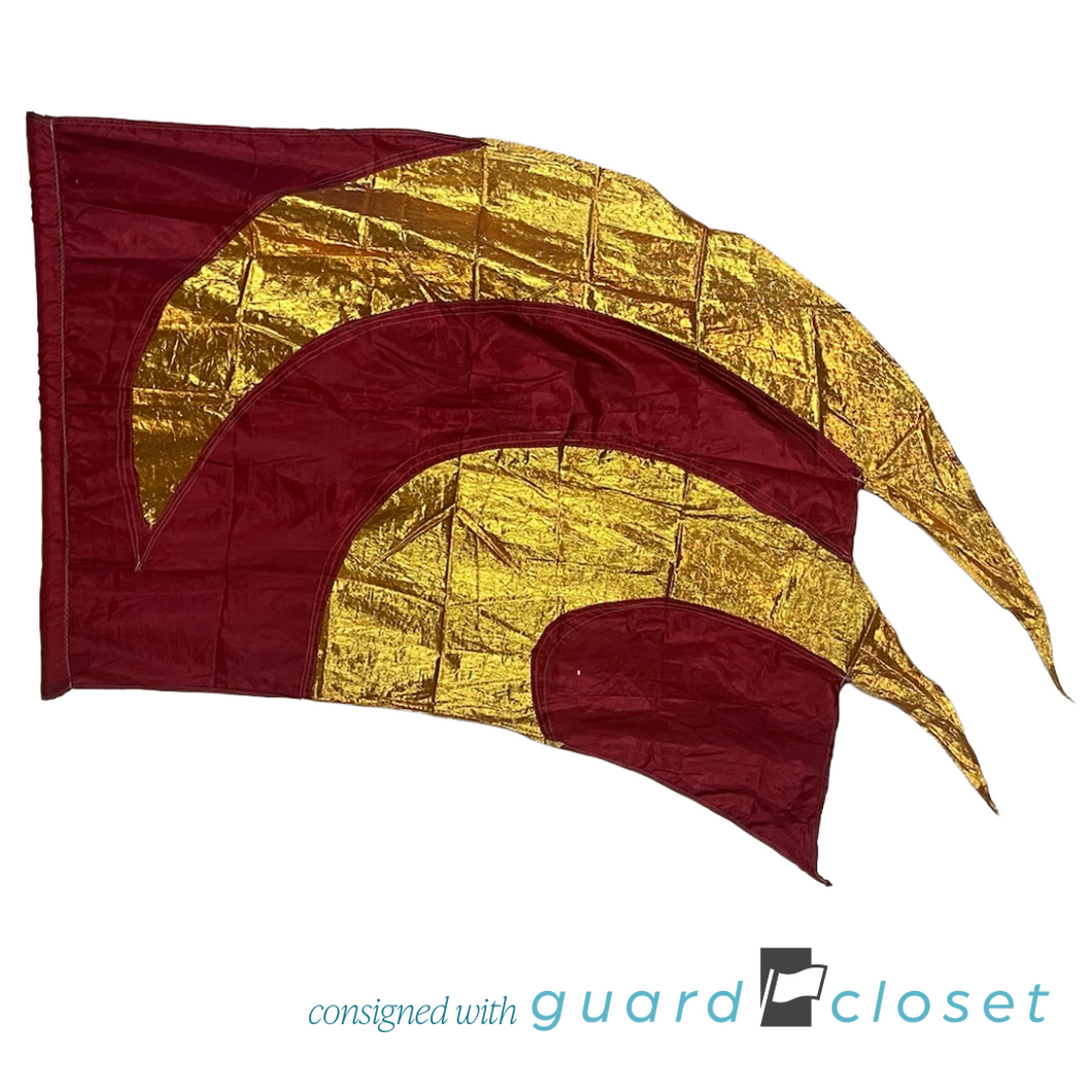 12 Brick Red and Gold Flags