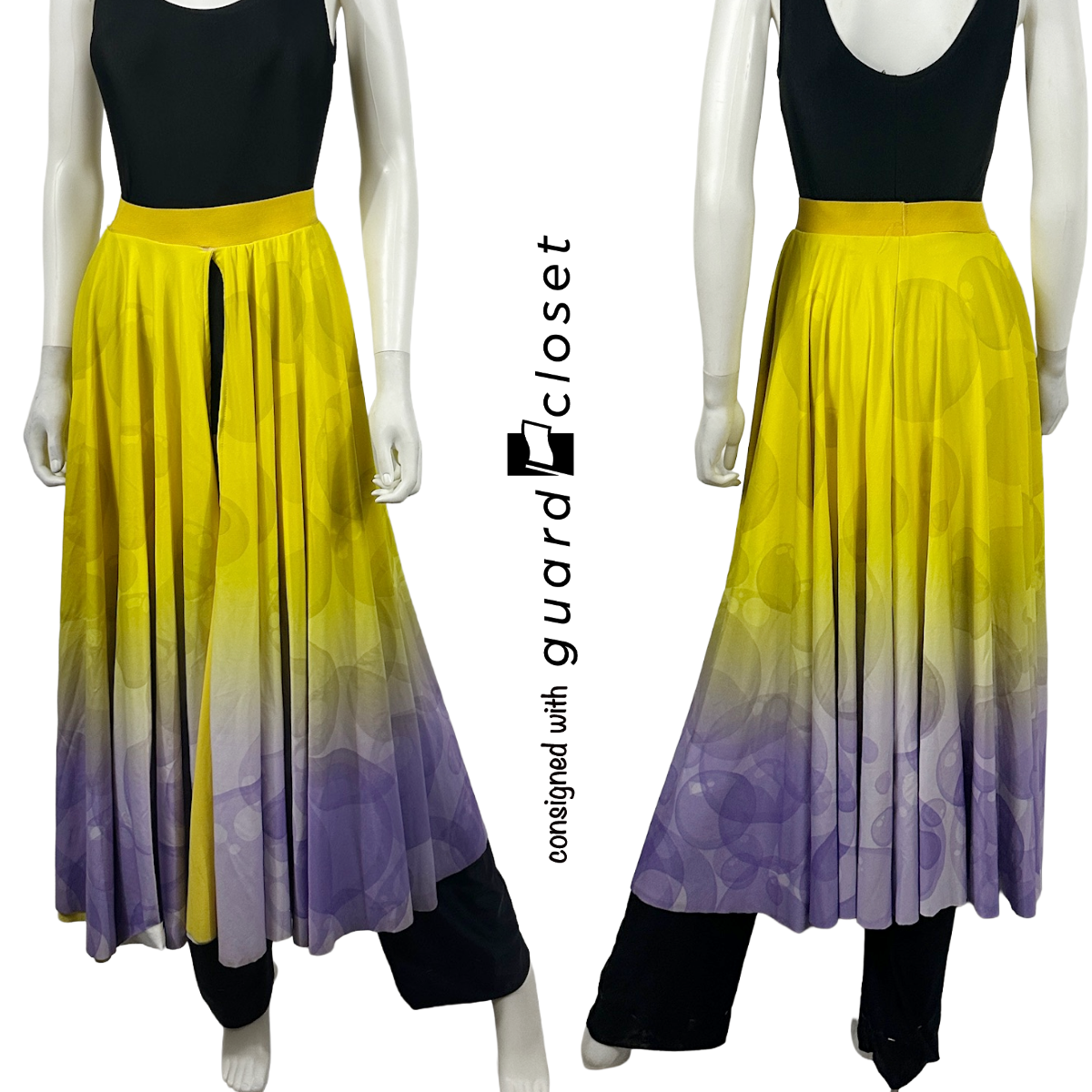 25 Yellow Purple Split Skirt by Showday