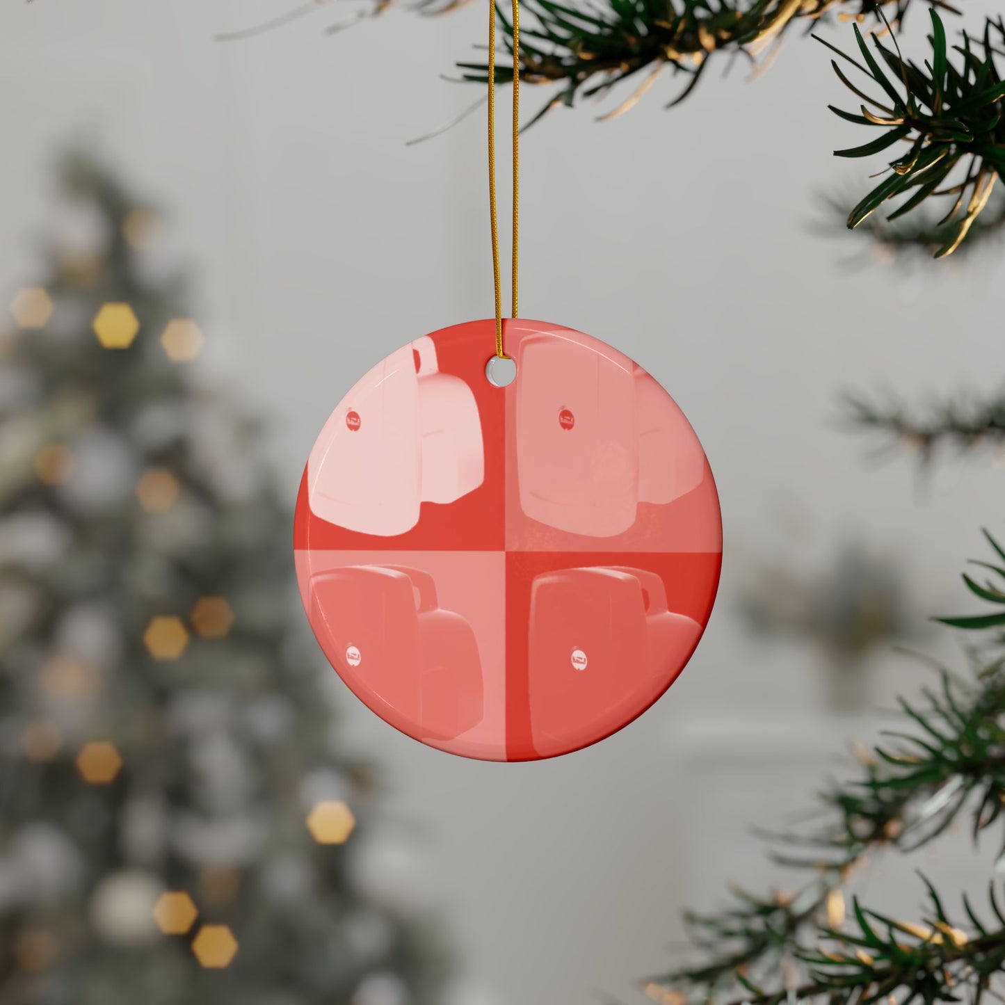 Pop Art Camera Ceramic Ornament — Colorful 2-Sided Holiday Decoration