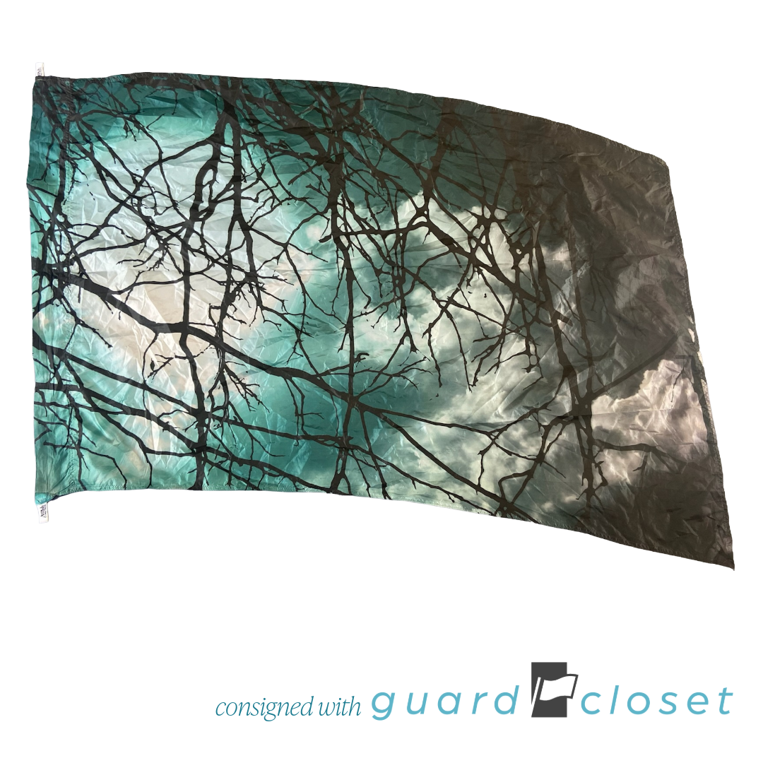 13 Teal Gray Tree Branches with Storm Clouds Flags by A Wish Come True