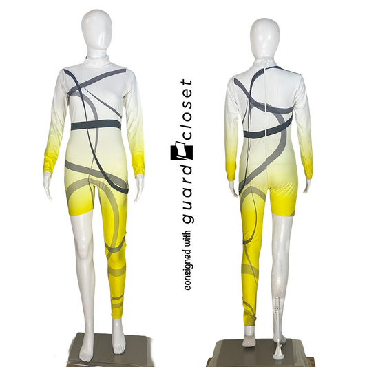 32 Black Yellow White Single Leg Unitards