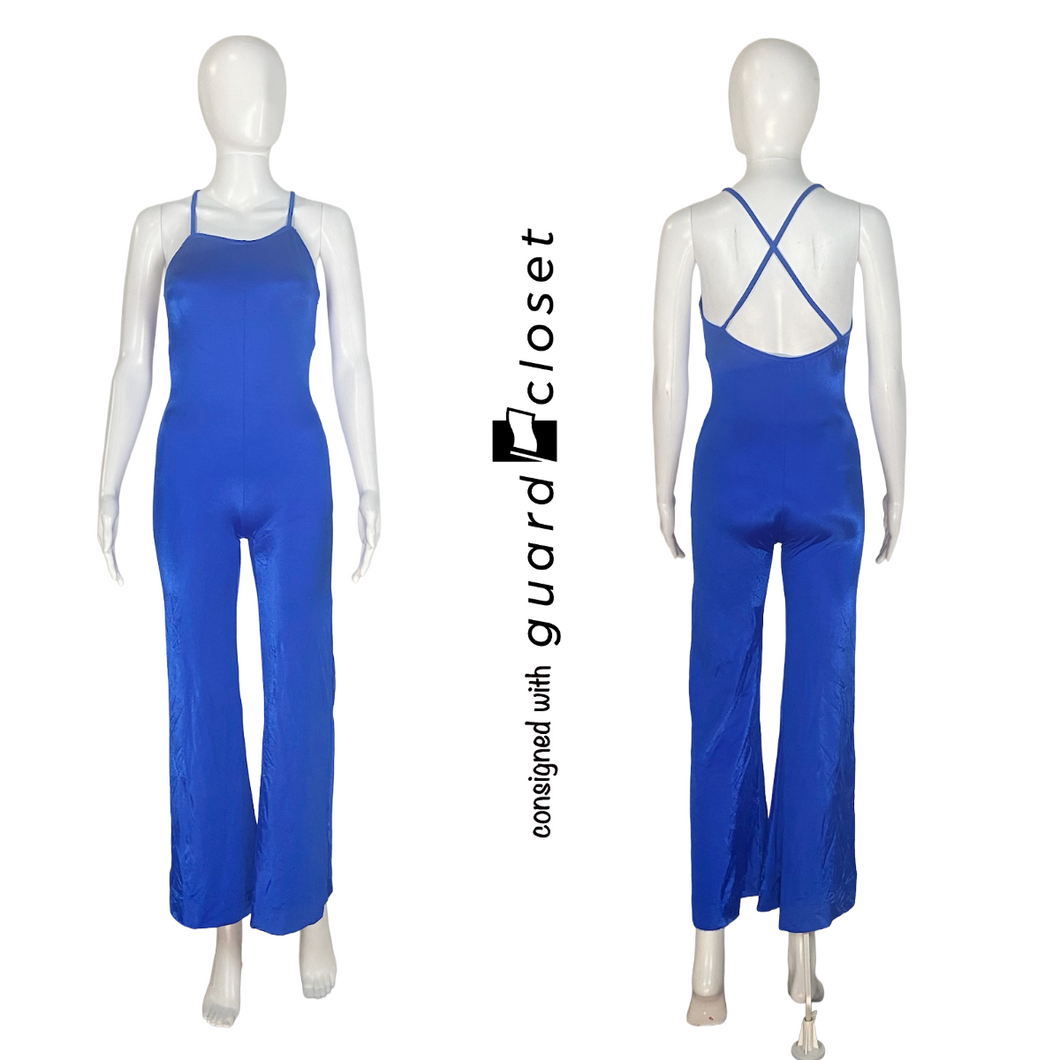 24 Royal Blue Tank Criss Cross Back Jumpsuits by Balera