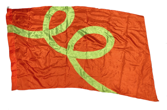 33 orange with green loops flags