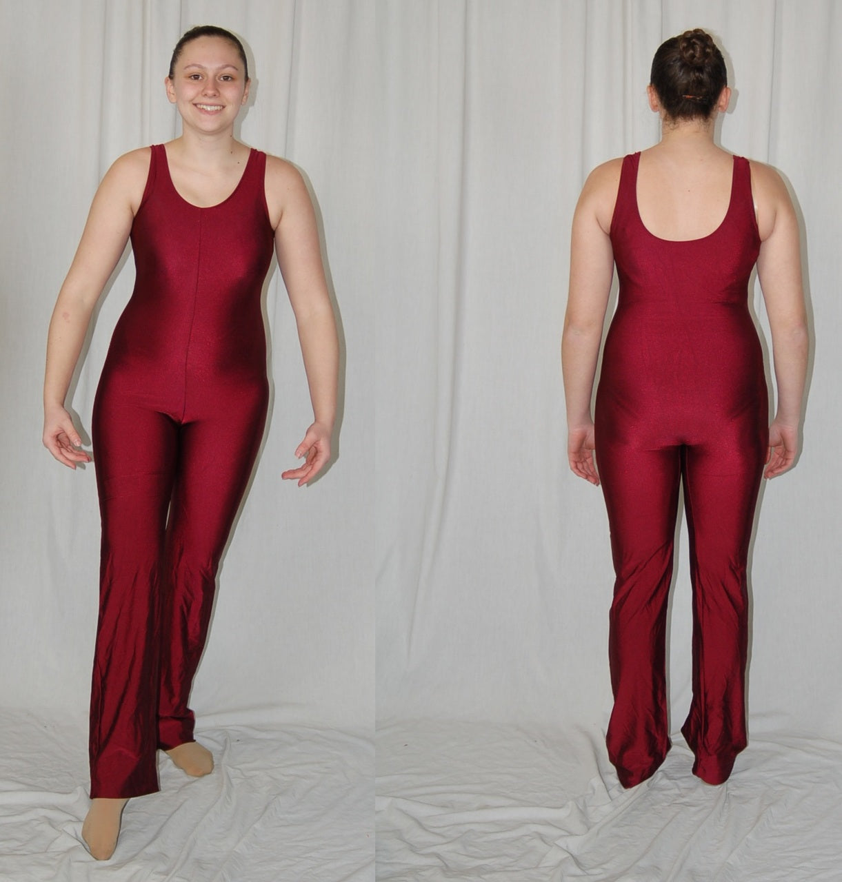 6 Solid Maroon Sleeveless Unitards