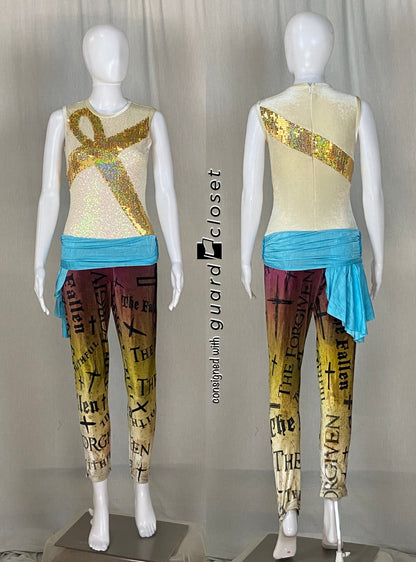 32 beige gold religious Ankh sleeveless A Wish Come True unitards