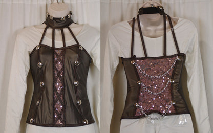 9 Brown pink Choker Style Tops by A Wish Come True