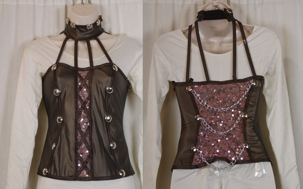 9 Brown/pink Choker Style Tops