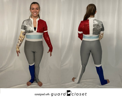 7 gray red blue white tan map unitards by Creative Costuming & Designs
