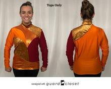 Load image into Gallery viewer, 18 brown orange gold maroon performance tops by Creative Costuming &amp; Designs
