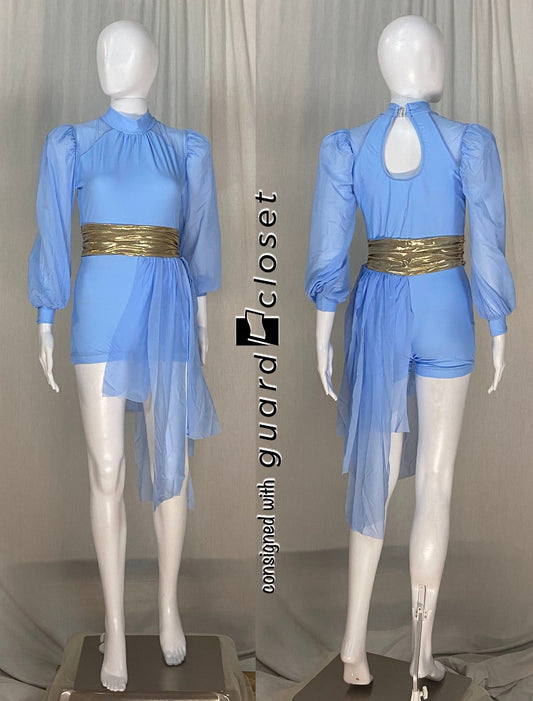 10 light blue gold long sleeve shortards + 2 long sleeve unitards Creative Costuming & Designs