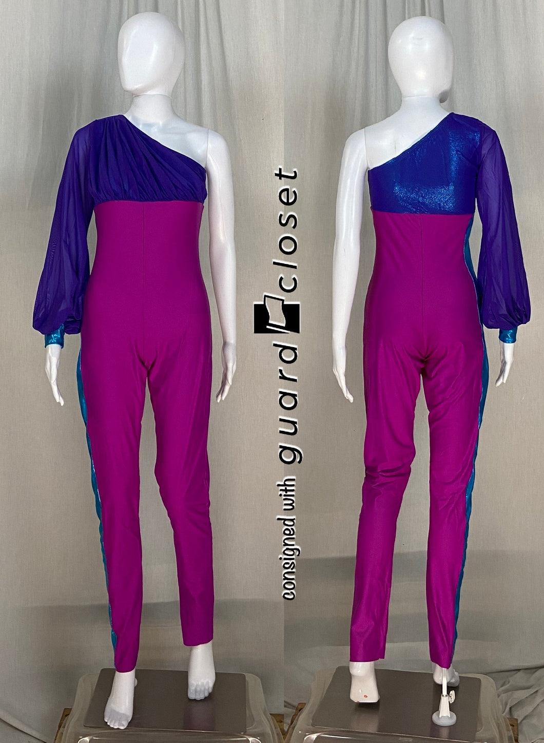 11 jewel tone one sleeve Creative Costuming & Designs unitards