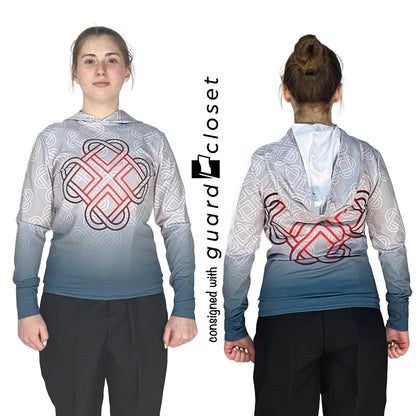 145 Celtic Solomon's Knot Hooded Gray/Red/Maroon Costuming & Designs performance top