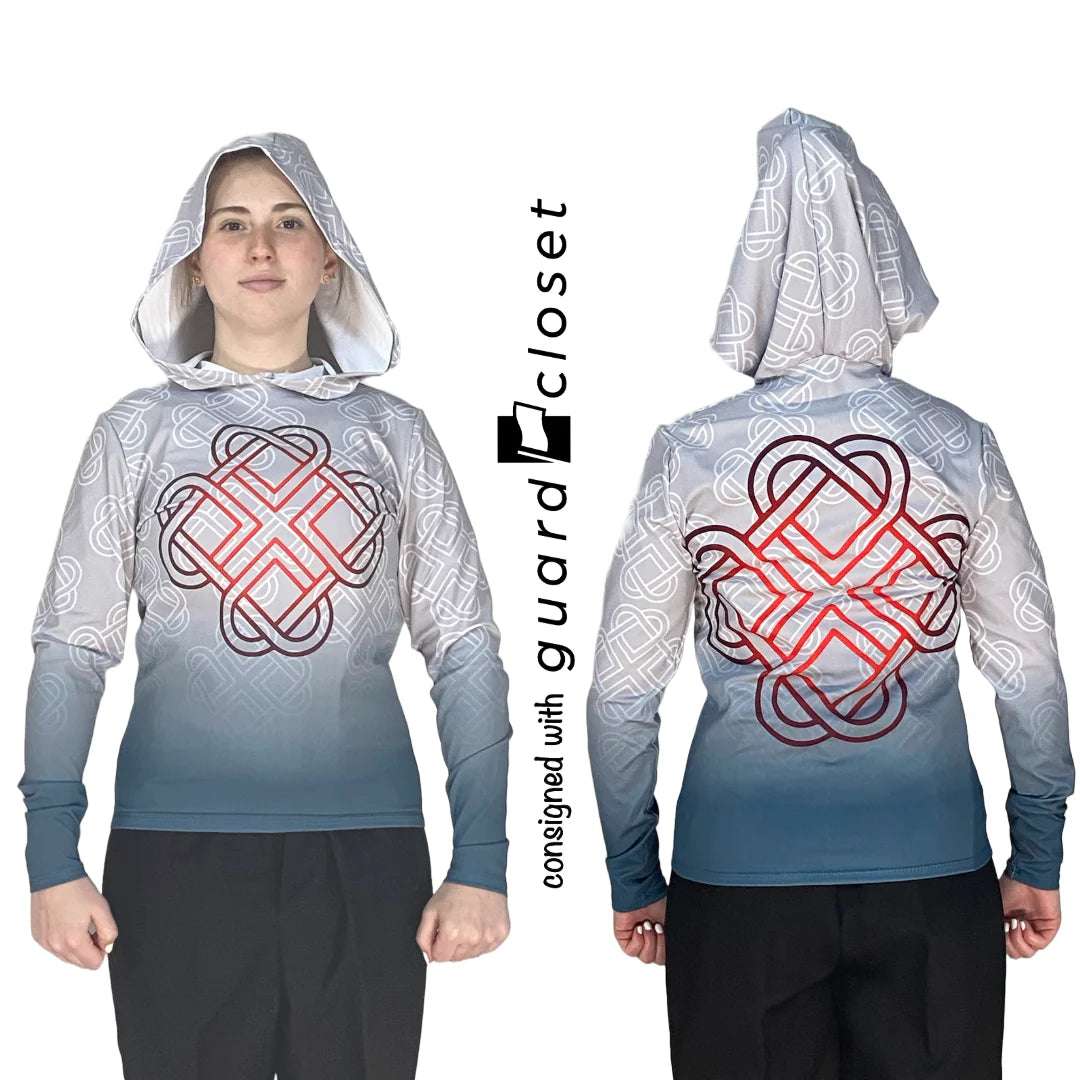 145 Celtic Solomon's Knot Hooded Gray/Red/Maroon Costuming & Designs performance top