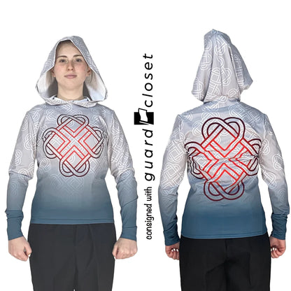 145 Celtic Solomon's Knot Hooded Gray/Red/Maroon Costuming & Designs performance top