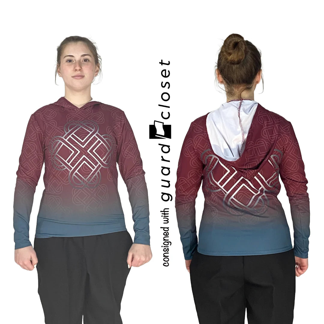 145 Celtic Solomon's Knot Hooded Gray/Red/Maroon Costuming & Designs performance top