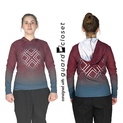 145 Celtic Solomon's Knot Hooded Gray/Red/Maroon Costuming & Designs performance top