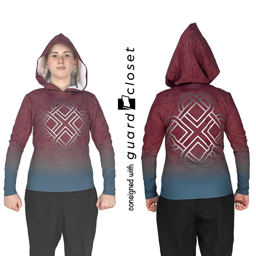 145 Celtic Solomon's Knot Hooded Gray/Red/Maroon Costuming & Designs performance top