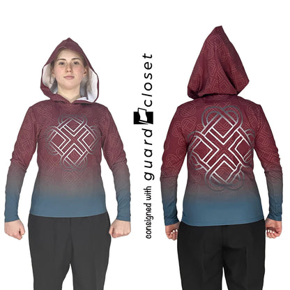 145 Celtic Solomon's Knot Hooded Gray/Red/Maroon Costuming & Designs performance top