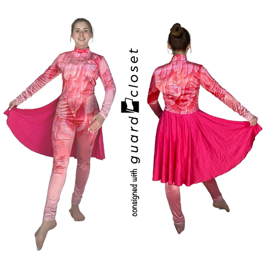 9 Female + 3 Male Hot Pink feathers Leaves Showday Designs Unitards