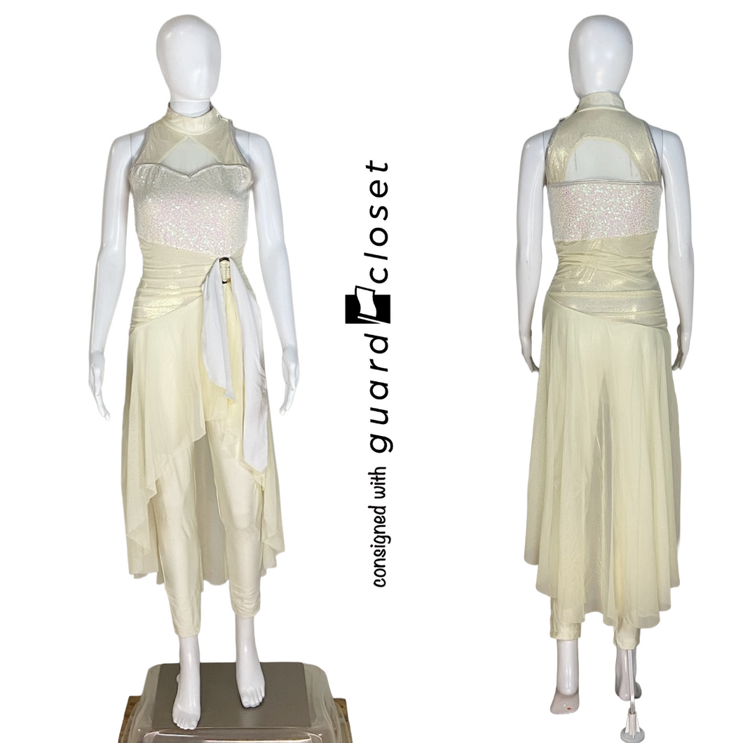 18 Ivory Sleeveless Unitards with High Low Skirts by A Wish Come True