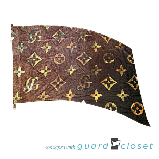 11 Brown Gold Flower Emblem Flags