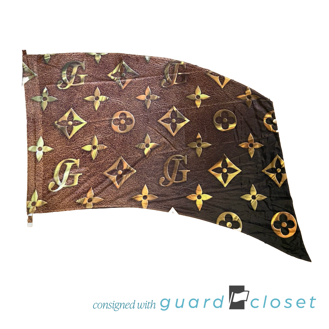 11 Brown Gold Flower Emblem Flags