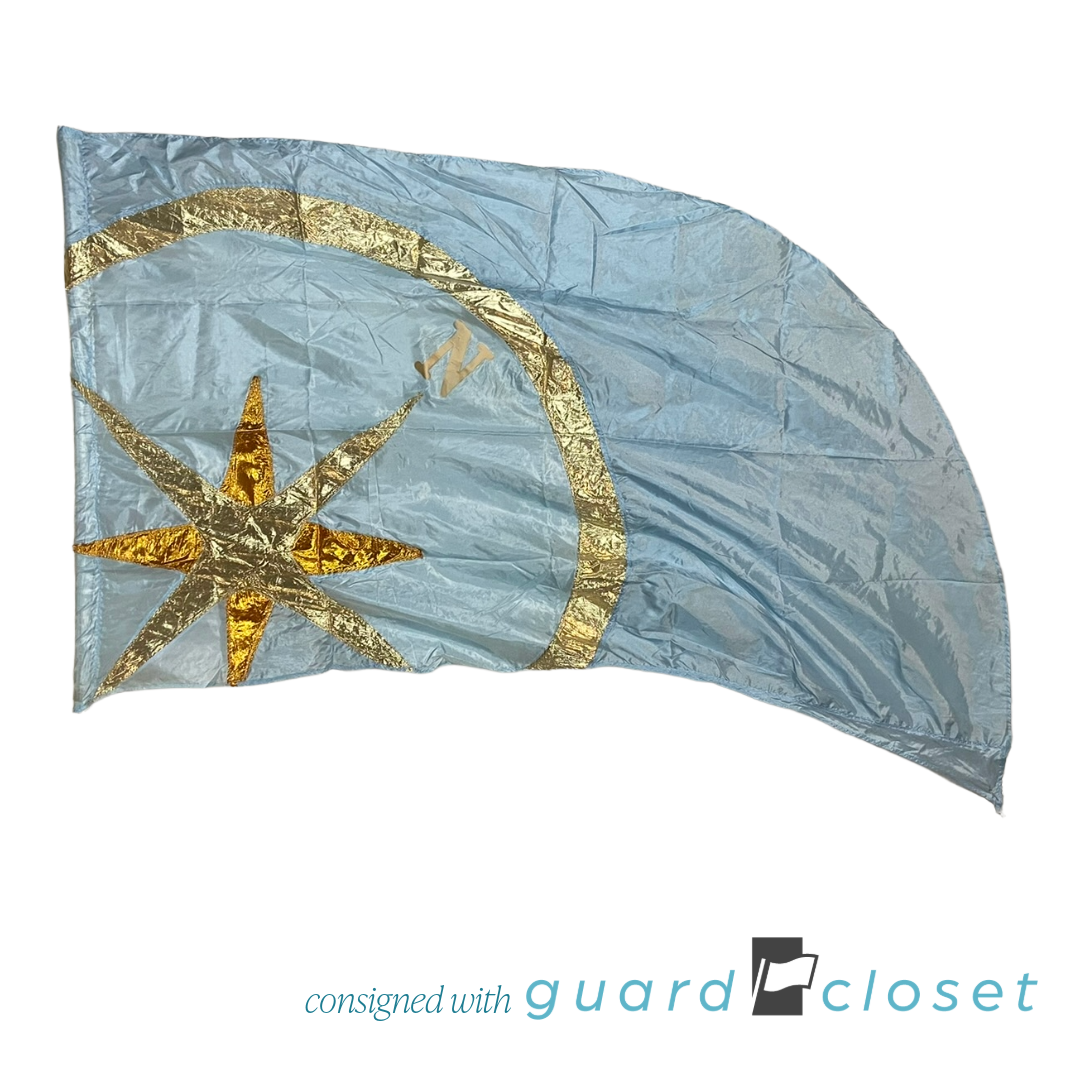 16 Light Blue Gold Compass Flags