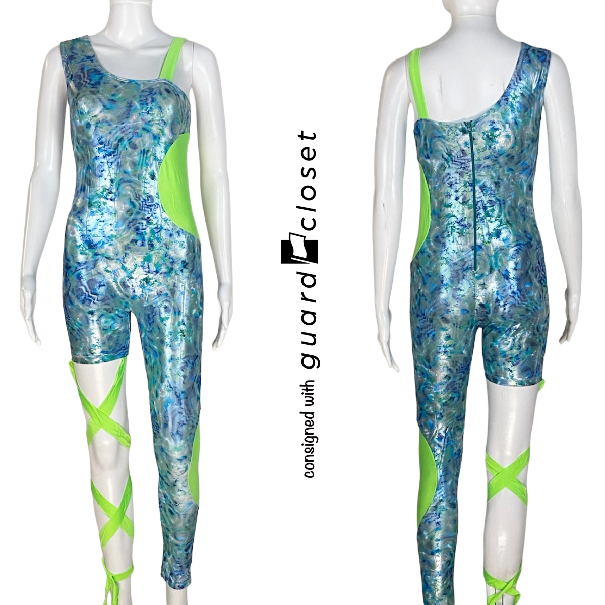 19 Varied Shades of Blue and Neon Green Unitards by Baltogs