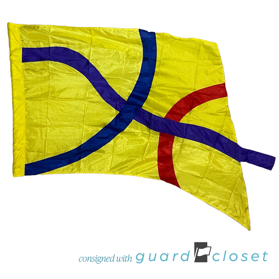 10 Yellow with Purple Red Blue Intersecting Lines Flags