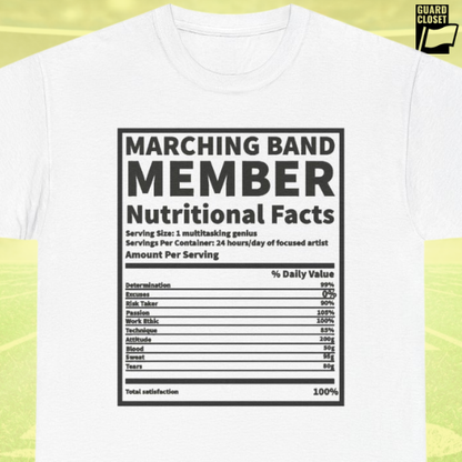 Marching Band Member Nutritional Facts T-Shirt - Unisex Tee