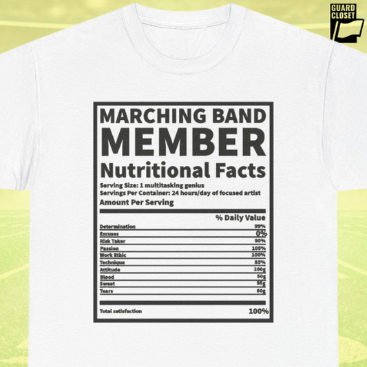 Marching Band Member Nutritional Facts T-Shirt - Unisex Tee