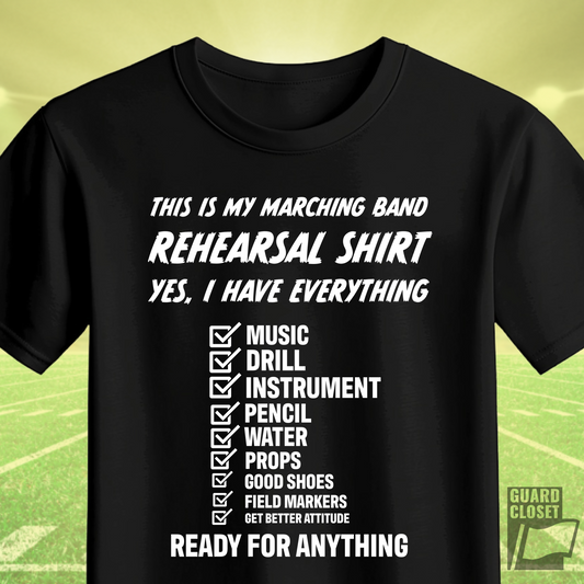 Rehearsal Checklist Tee — Marching Band Essential (Unisex)