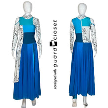 Load image into Gallery viewer, 17 Teal/Blue Skirted Unitard w/ Text Accents by Fred J. Miller
