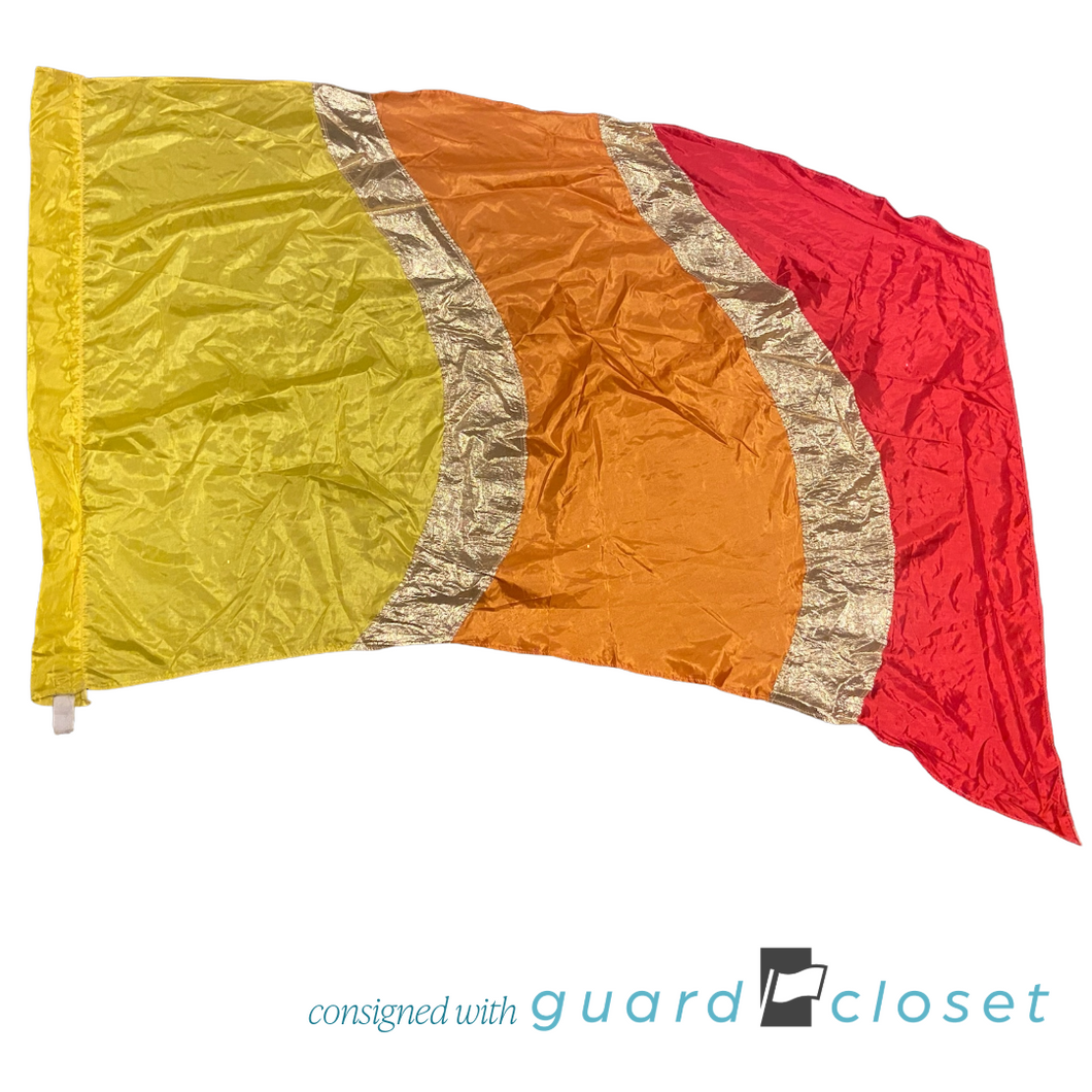 33 Red Orange Yellow Gold Vertical Wave Flags