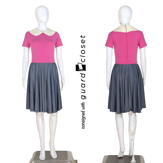 29 Pink And Gray Dresses With Attached Leotards and Ivory Collars by Baltogs