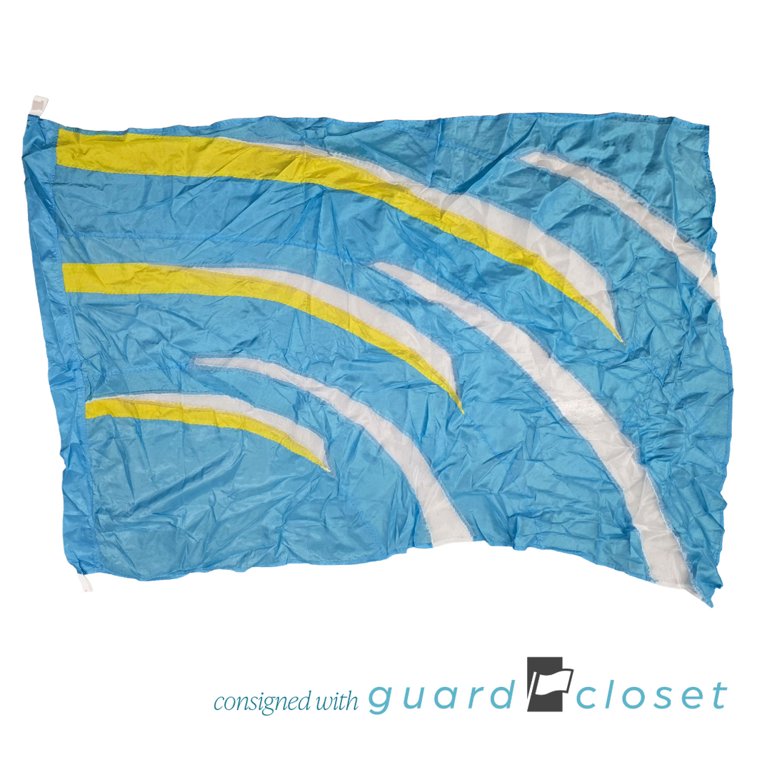 18 Blue With Yellow Curved Dashes Flags