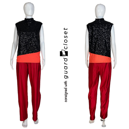9 Red Black Orange Sleeveless Unitards by Creative Costuming & Designs