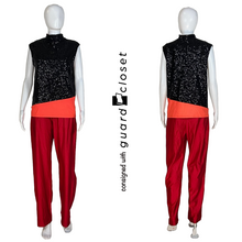 Load image into Gallery viewer, 9 Red Black Orange Sleeveless Unitards by Creative Costuming &amp; Designs
