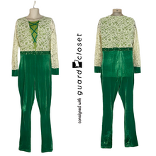 Load image into Gallery viewer, 19 Green Maroon Ivory Forest Fairy Tale Unitards by Showday
