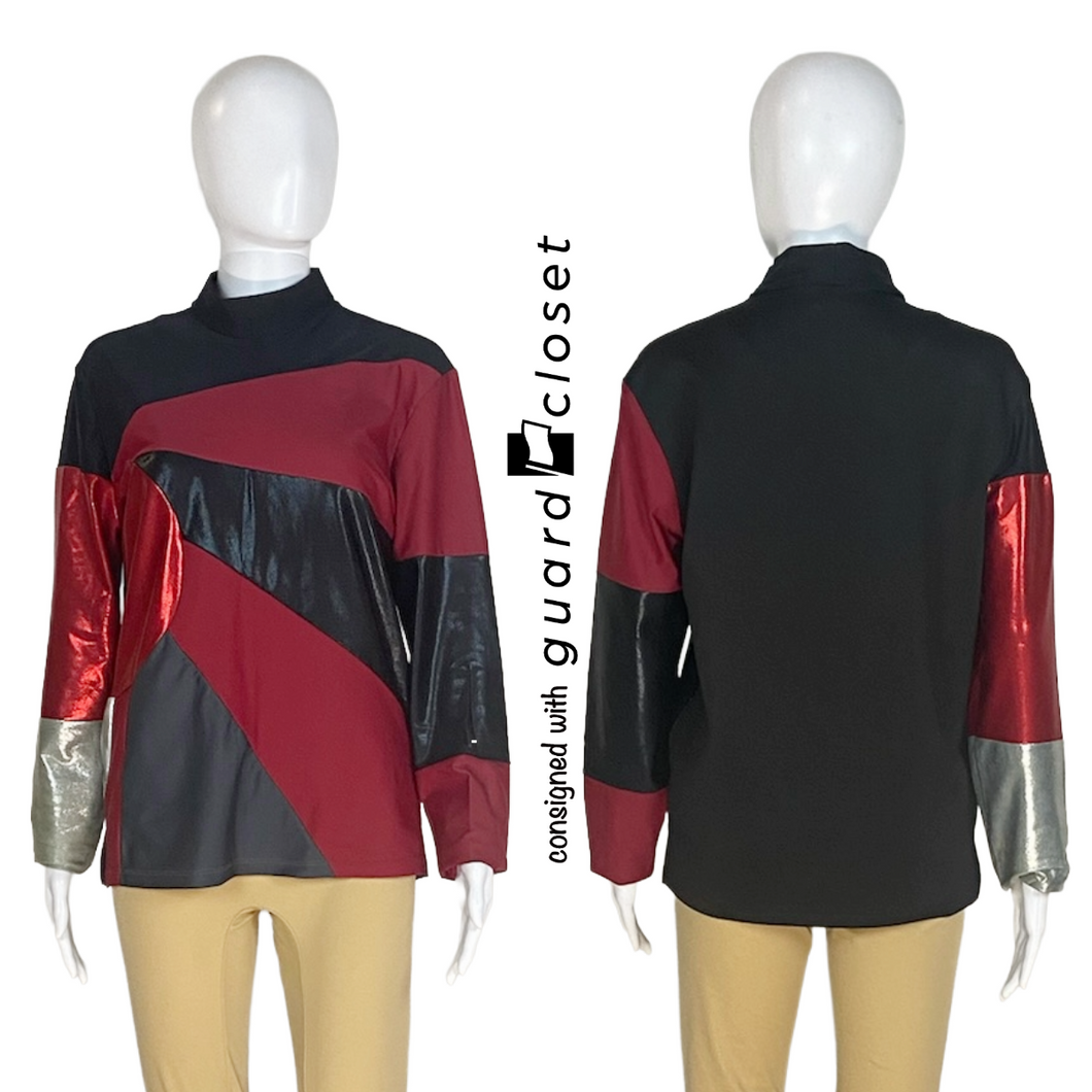 17 Black Red Silver Long Sleeve Performance Tops by Creative Costuming & Designs
