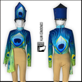 Blue Green Peacock Feather Performance Tops and Shako Wraps  | Dance Sophisticates | Set of 39
