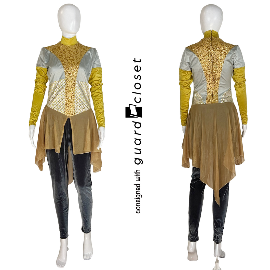 25 Gold Silver Long Sleeve Unitards
