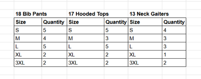 17 Black Gold Silver Bib Pants, Hooded Tops, and Neck Gaiters