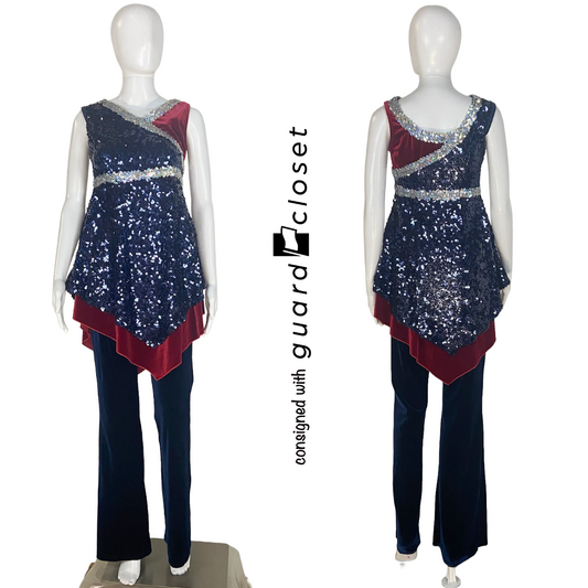18 Dark Blue Red Silver Patriotic Sleeveless Tunics and Pants by Algy